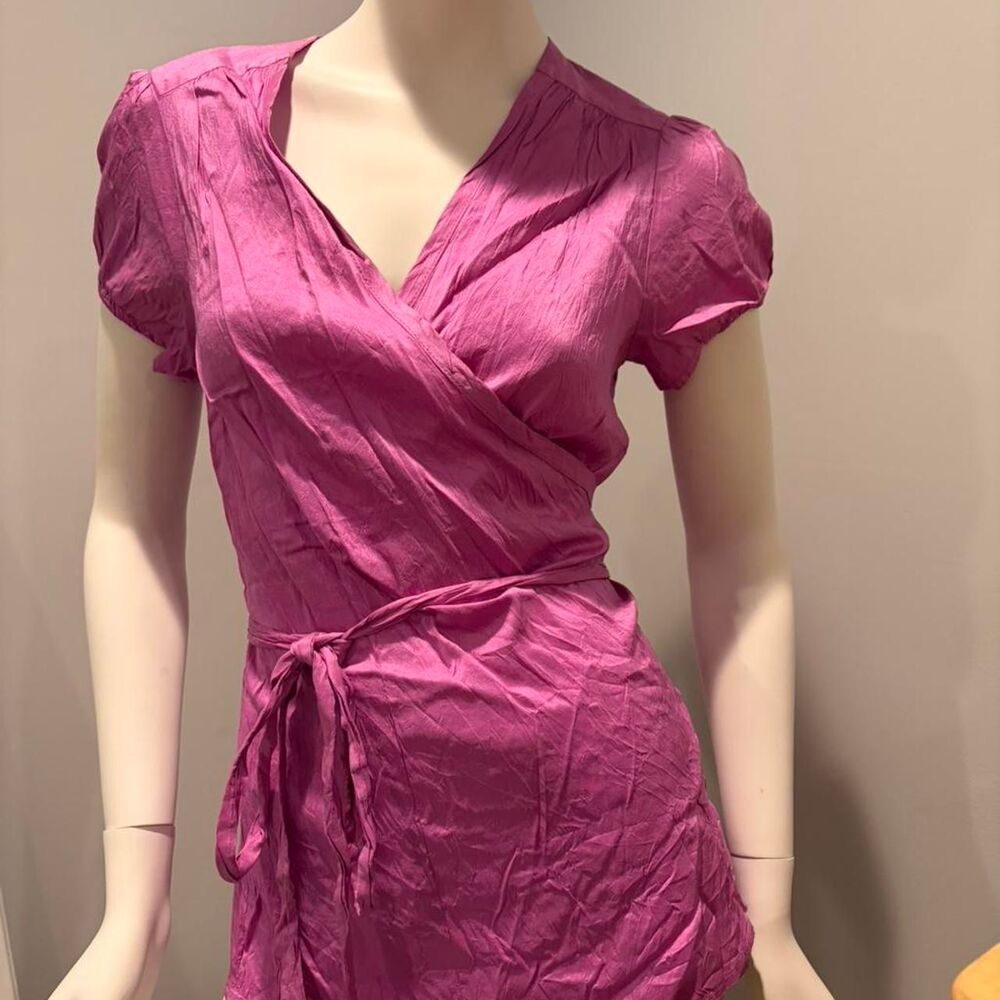 Calypso Christiane Celle magenta pink wrap silk top size M